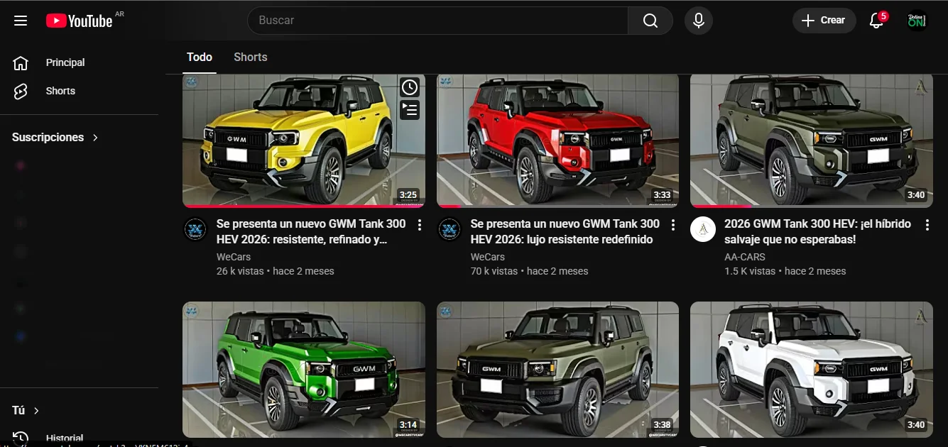 Videos Youtube de Nuevo Tank 300 GWM